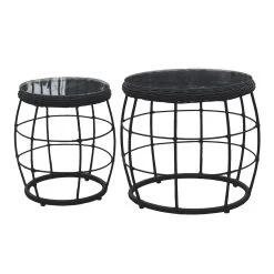 Royal Seasons COCOON Bijzettafel Zwart - Set Van 2
